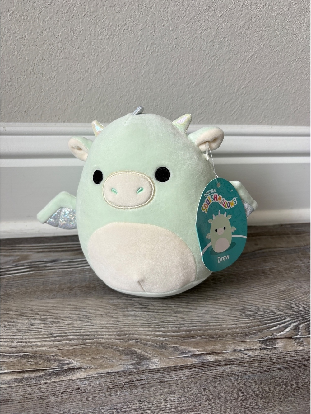 Squishmallows Drew Mint Green Dragon 8” Plush Kellytoy Original Hang Tag